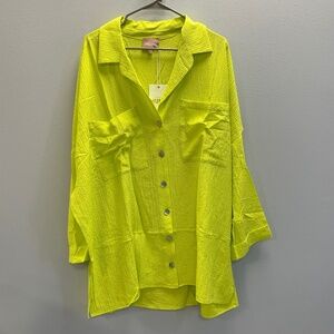 Show Me Your MuMu Neon Green Button Down Shirt